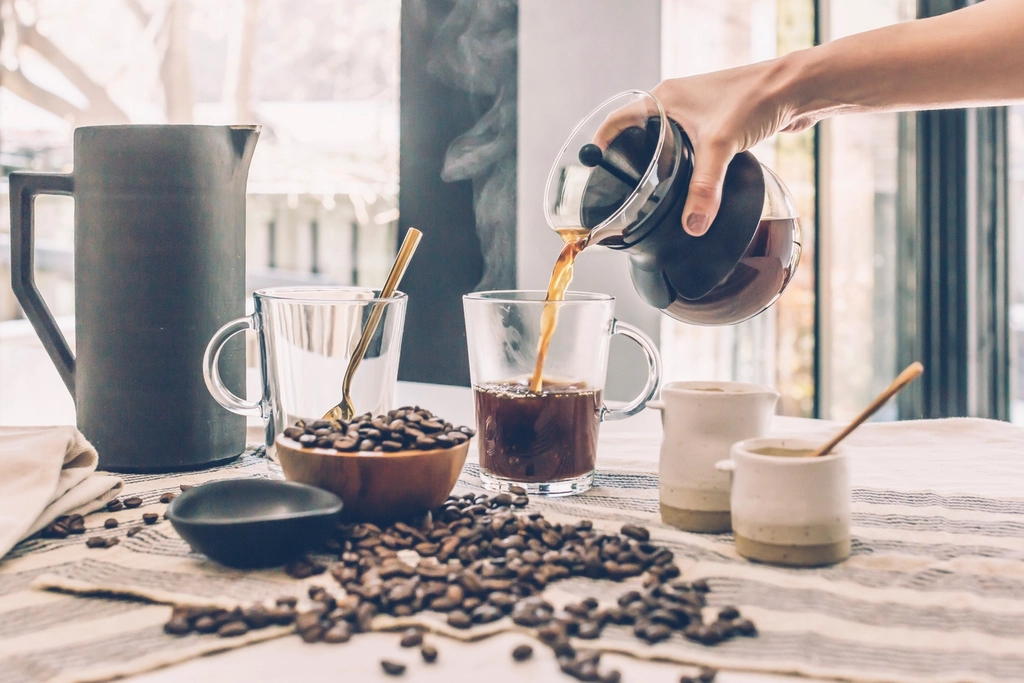 Free hand pouring coffee photo